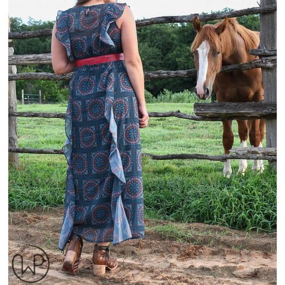 NEW TASHA POLIZZI jasmine dress in navy bandana print - Picture 2 of 3